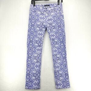 White House Black Market Slim Ankle Skinny Jeans 0R Purple Paisley